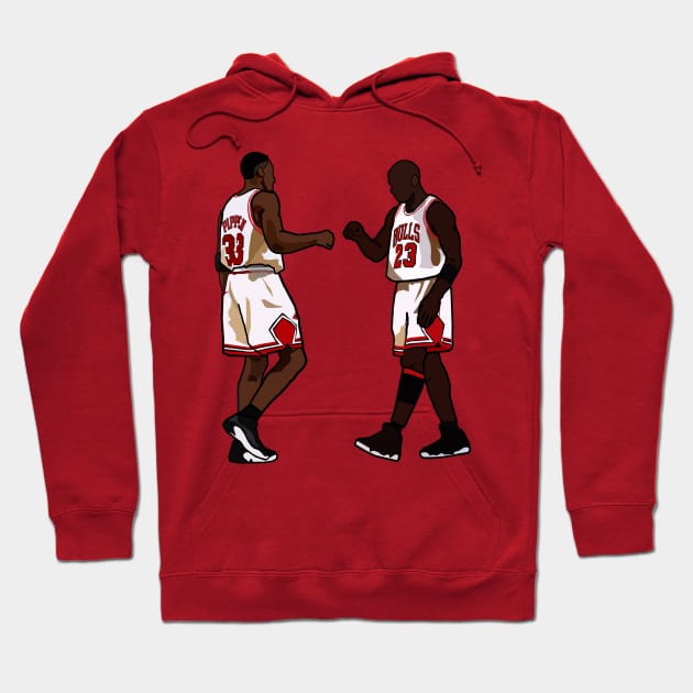 Michael Jordan And Scottie Pippen Throwback Chicago Bulls NBA Hoodie by xavierjfong